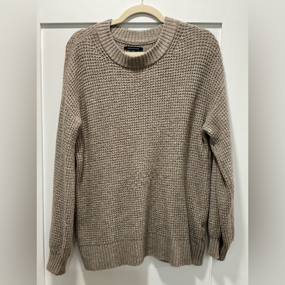 American Eagle Outfitters Women's Tan Crew Neck Sweater